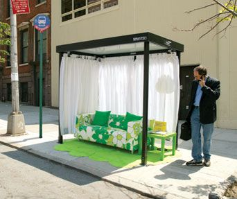 Guerrilla Marketing Example - IKEA staging a bus stop with home decor